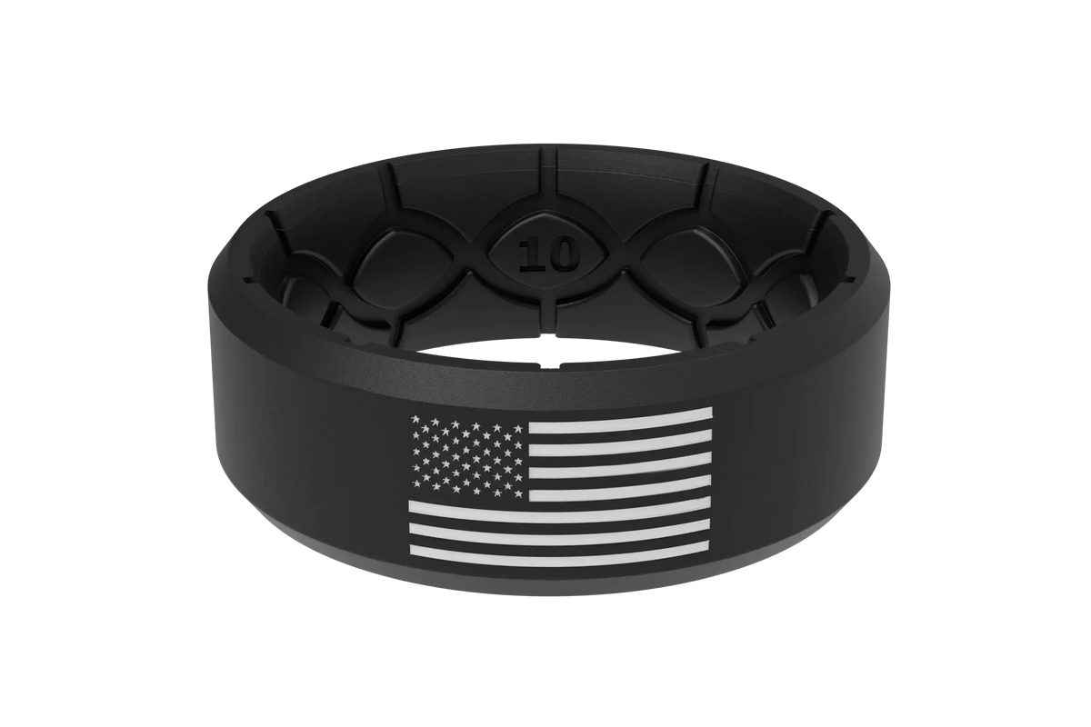 Edge Hero - America Black &amp; White Flag Ring