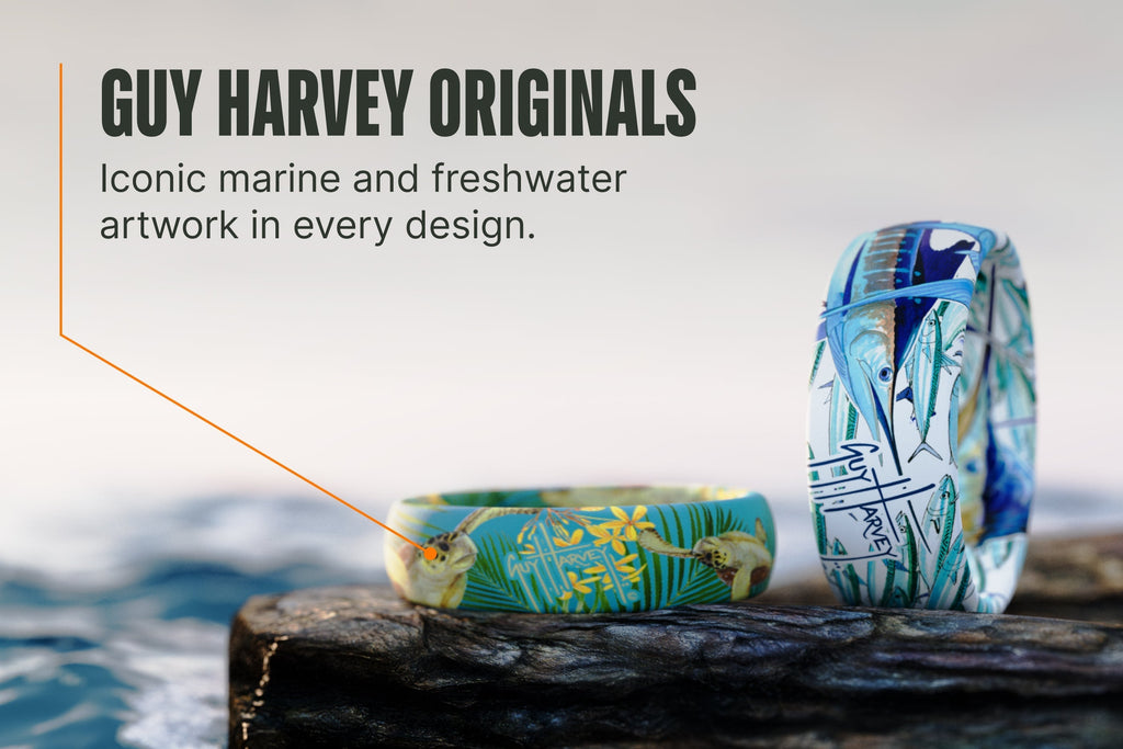 Guy Harvey Floral Turtles Thin Ring